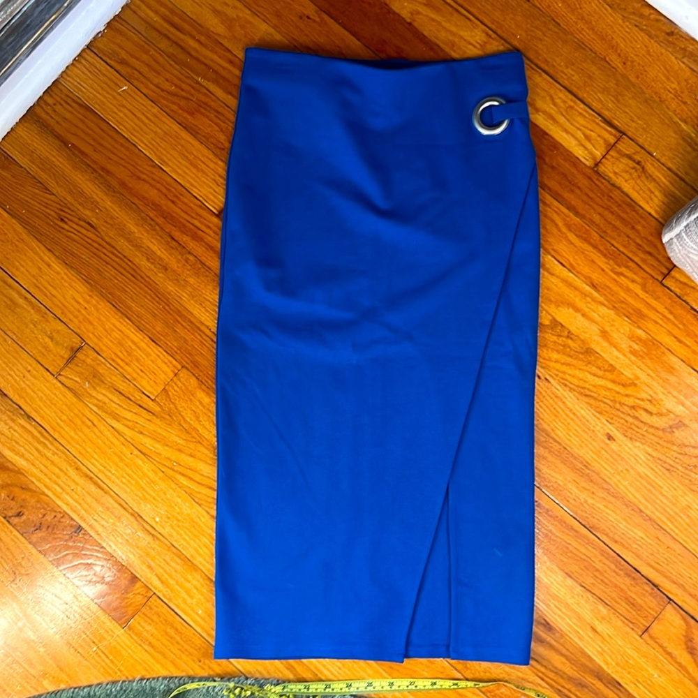 Women's Eyelet Detail Wrap Jersey Skirt Royal Blue